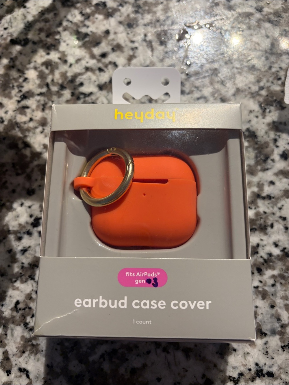 heyday Orange Silicone Earbud Case with Gold Keyring